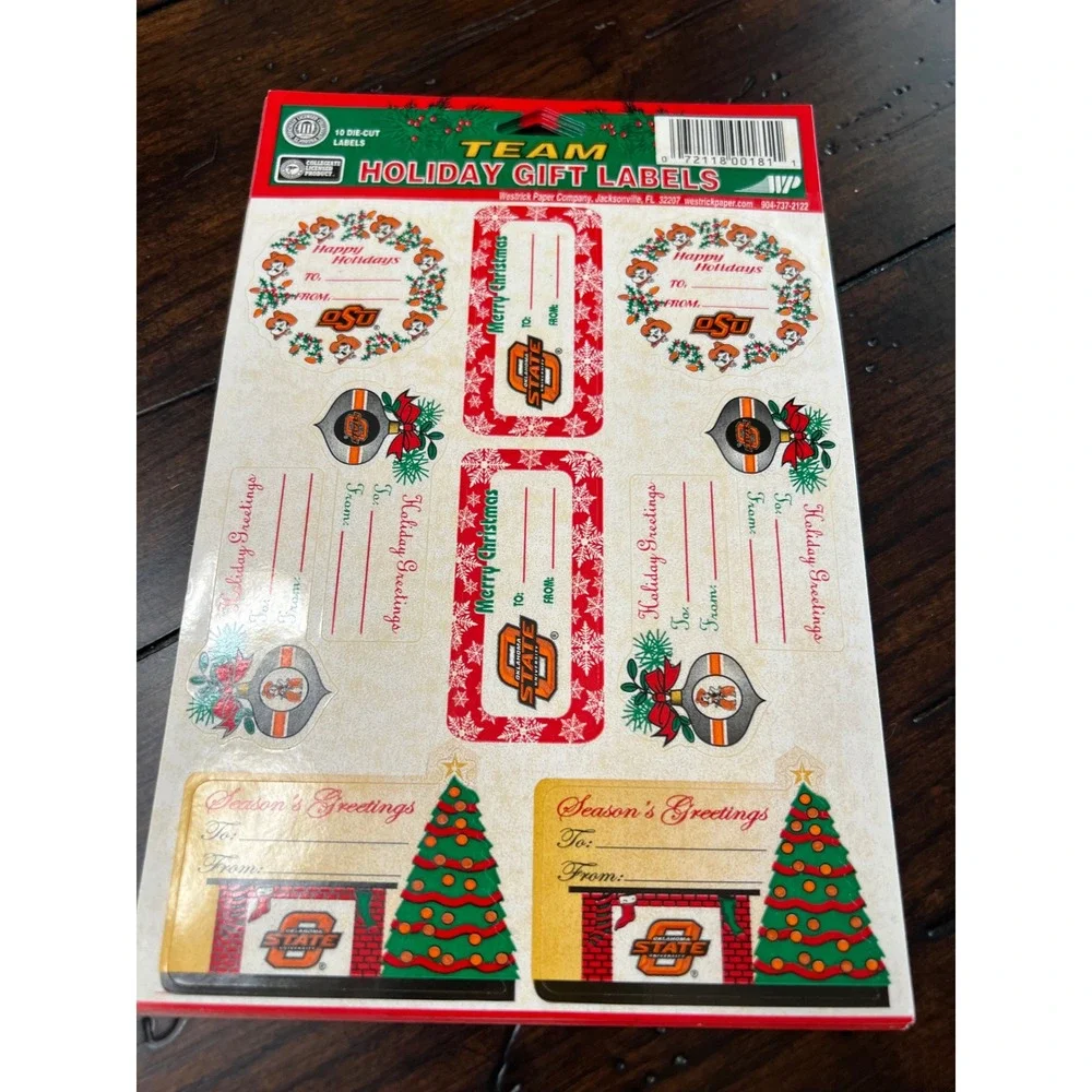 Oklahoma State University OSU Christmas Gift Labels Orange Holiday 240 Vintage